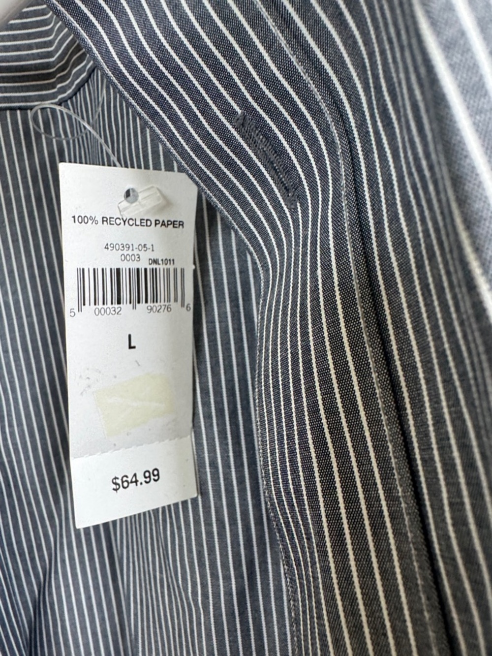 Banana Republic Navy and White Pinstripe Dress Shirt - Picture 7 of 7